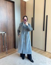 fiyonklu fox kaşmir kaban gri