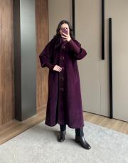 fiyonklu fox kaşmir kaban mor