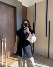 belden bağlamalı buklet yelek siyah