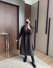 tek düğme kaşe kaban kahve