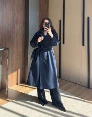 tek düğme kaşe kaban lacivert