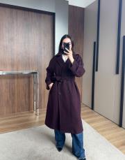 tek düğme kaşe kaban bordo