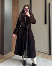 elegant fox kaşmir kaban acı kahve