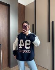 yazılı sweat lacivert