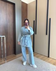 taşlı kot takım mavi