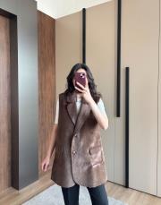 suedella yelek kahve