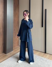 taşlı oysho takım lacivert