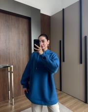 3 iplik sweat shirt indigo mavi