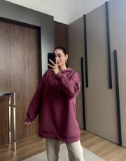 3 iplik sweat shirt mürdüm